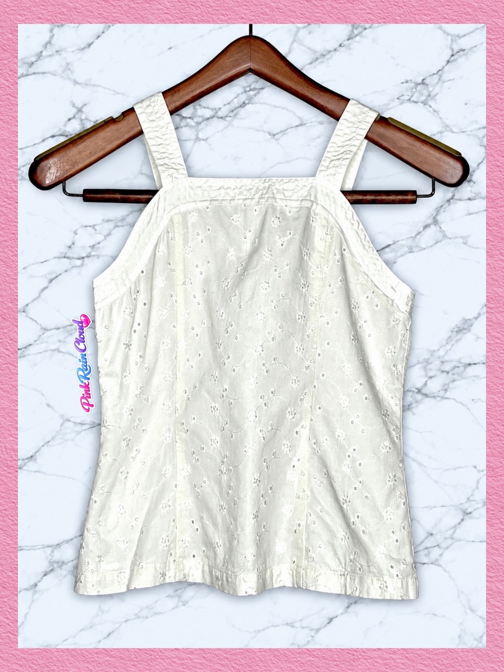 Crazy 8 Y2K White Embroidered Cotton Tank Girls Large 10/12